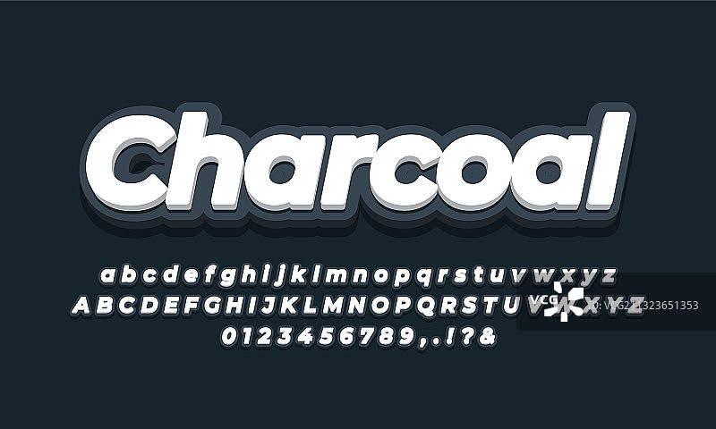 黑色木炭3D文字效果图片素材