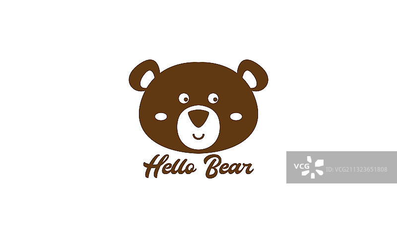 熊头微笑可爱卡通标志图标设计图片素材