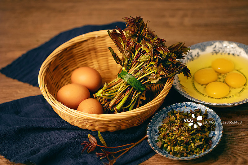 香椿和鸡蛋,食材,春天,中国食品图片素材