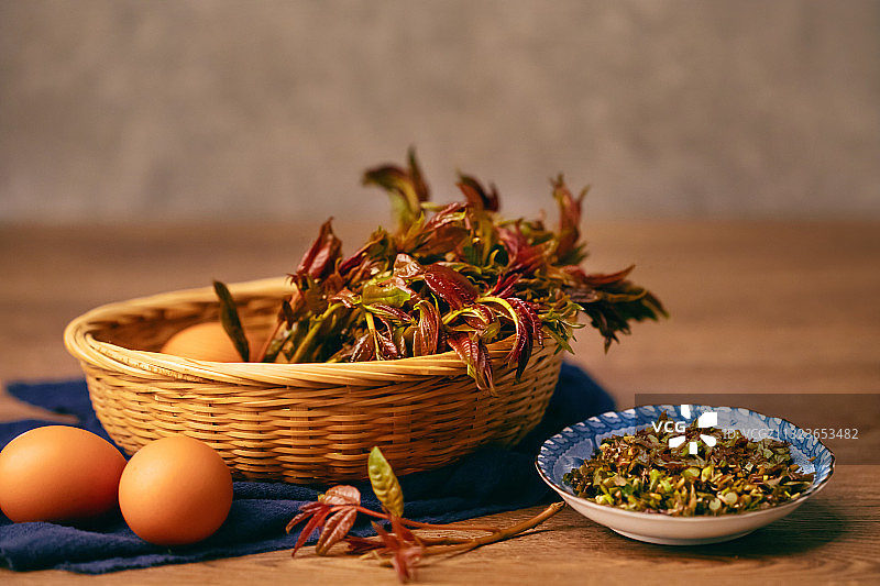 香椿和鸡蛋,食材,春天,中国食品图片素材