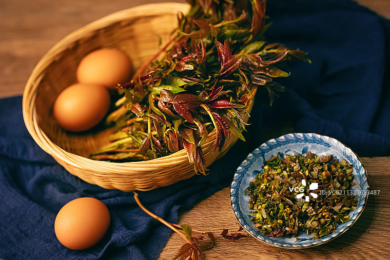 香椿和鸡蛋,食材,春天,中国食品图片素材