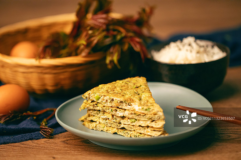 香椿炒鸡蛋,春天,中国食品图片素材