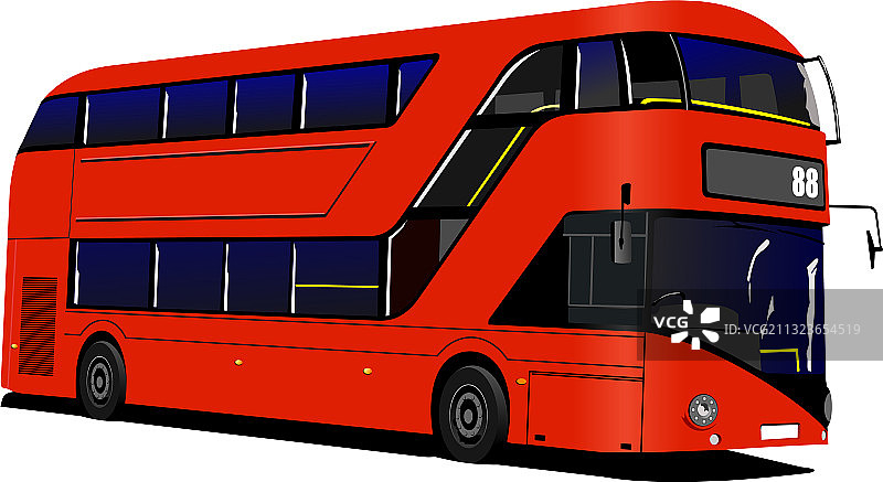 现代伦敦红色双层巴士3D模型图片素材