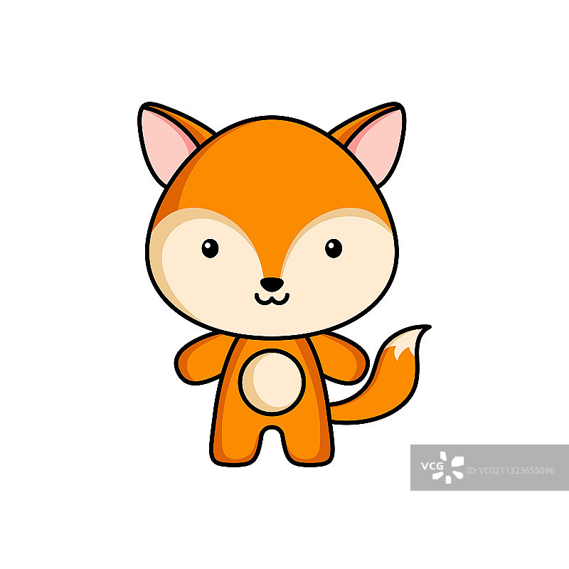 白色背景上的可爱卡通狐狸logo模板图片素材