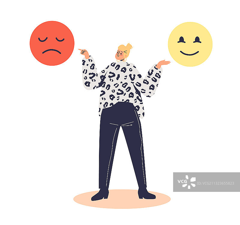 好与坏情绪概念与女人选择图片素材