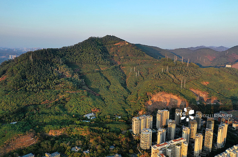 广东省南山区大沙河公园欧洲城和大方城航拍图片素材