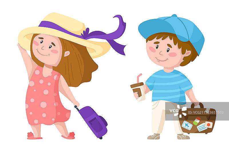 卡通旅行或度假合集图片素材