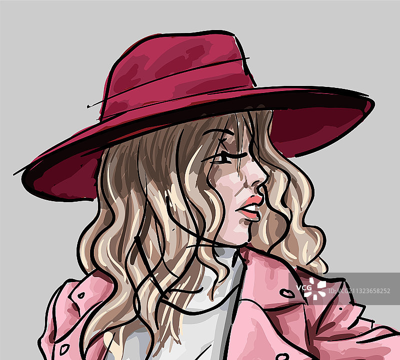 时尚女孩素描时尚女性绘画图片素材