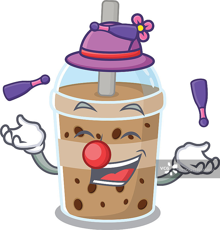 可爱的巧克力珍珠奶茶卡通吉祥物图片素材