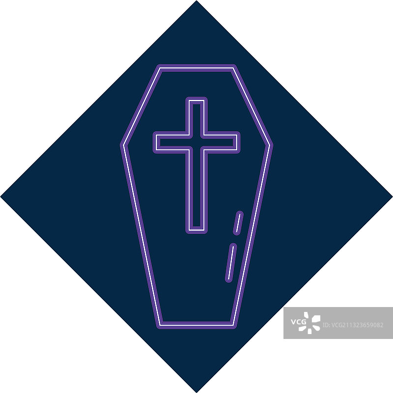万圣节木制棺材霓虹灯风格图标图片素材