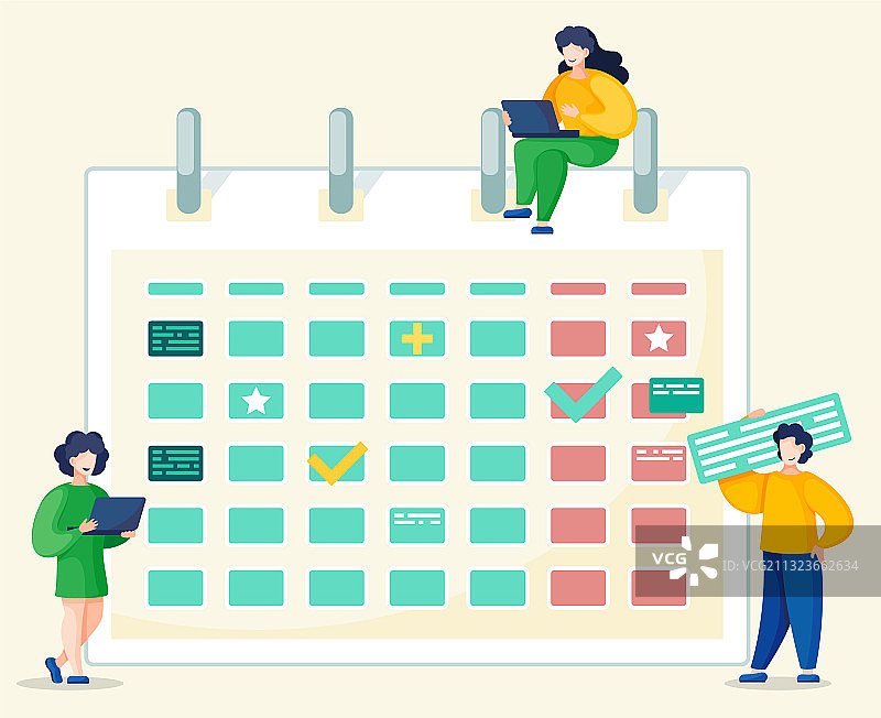 人们在日历附近尝试安排事情图片素材