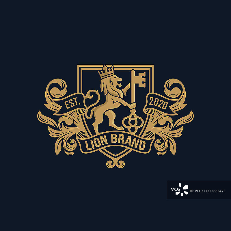 奢华金色皇家狮子王Logo设计图片素材