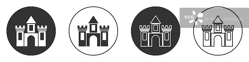 白色背景上的黑色城堡图标图片素材