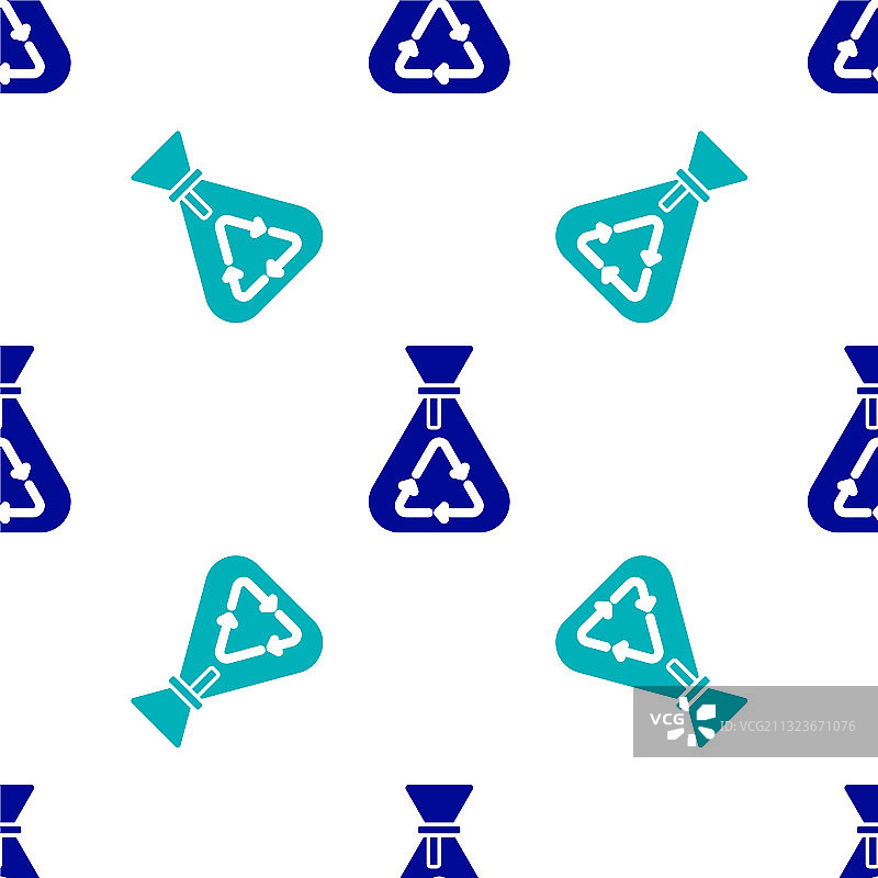 带回收标志的蓝色垃圾袋图标图片素材