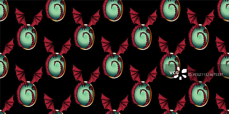 黑色背景上的红色龙图案图片素材