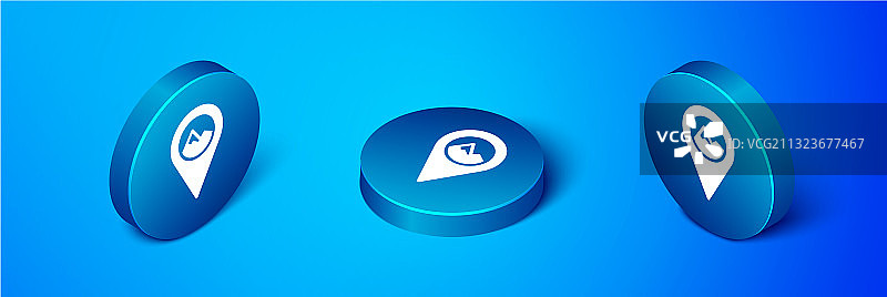 2.5D地图指针与山脉图标图片素材