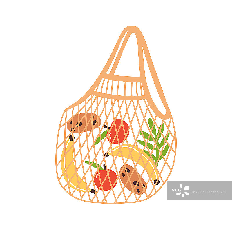 装满水果的环保可重复使用购物袋图片素材