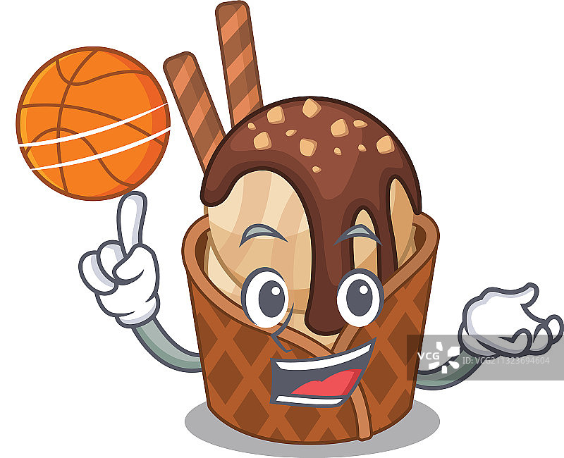 卡通运动咖啡冰淇淋吉祥物设计图片素材