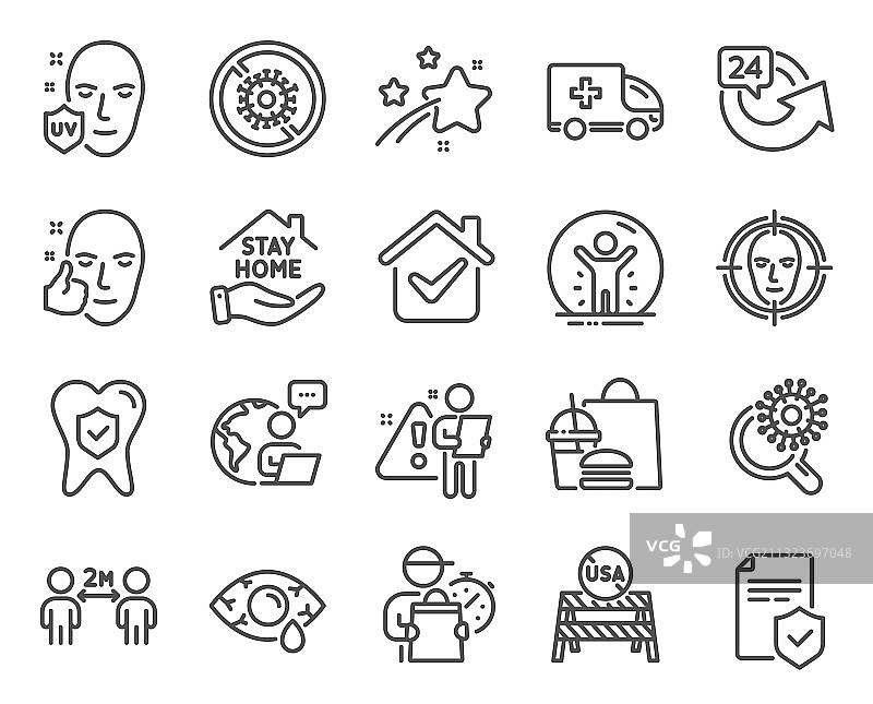 包含冠状病毒的医疗图标合集图片素材