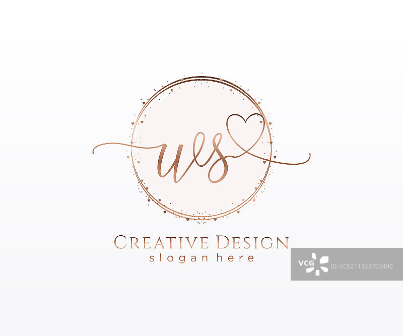 WS字母手写体圆形标志设计模板图片素材