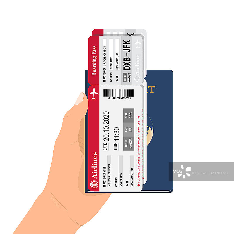 手持机票和护照图片素材