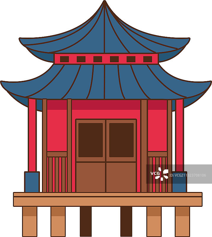 中式房屋建筑木质图标图片素材