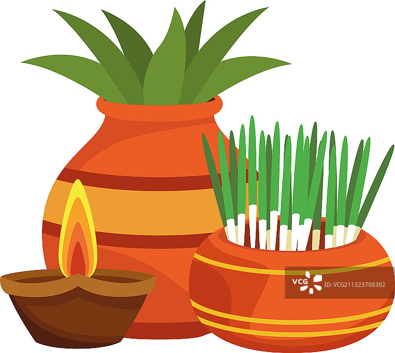 陶瓷盆栽与蜡烛图片素材