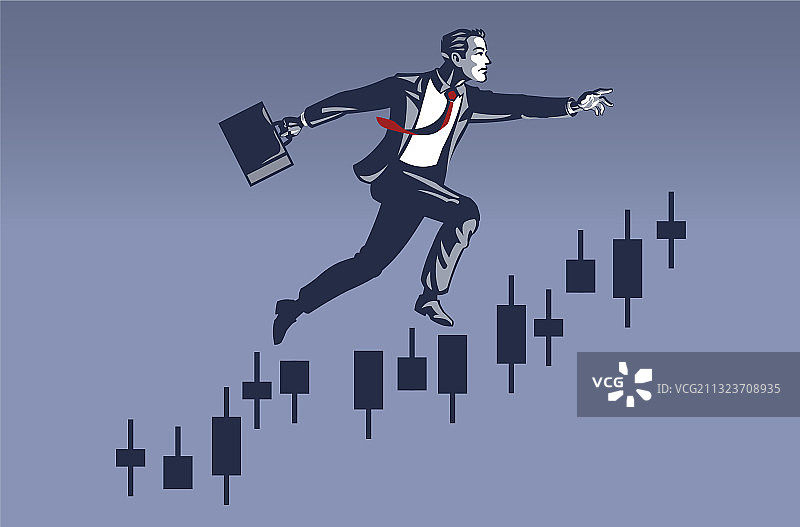 商人在外汇交易图表上跳跃图片素材