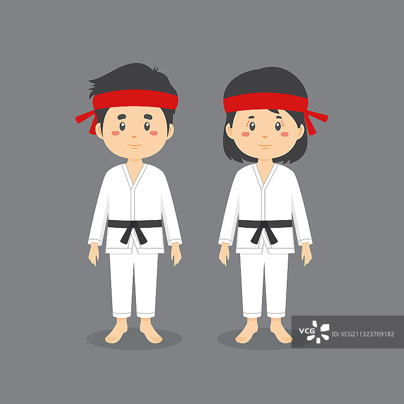 穿着空手道服装的情侣图片素材