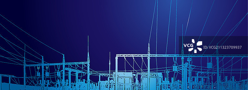 轮廓剪影变电站图片素材