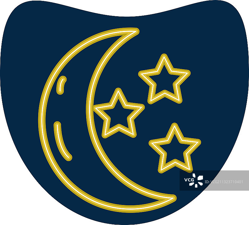 新月和星星霓虹灯风格图标图片素材