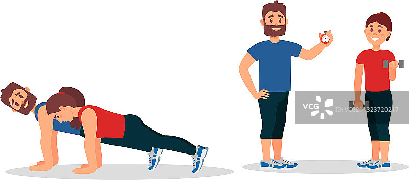 络腮胡男人作为健身教练或教练给予指导图片素材