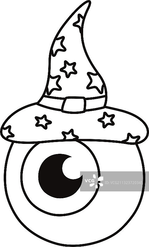 戴巫婆帽的万圣节眼睛线条图标图片素材