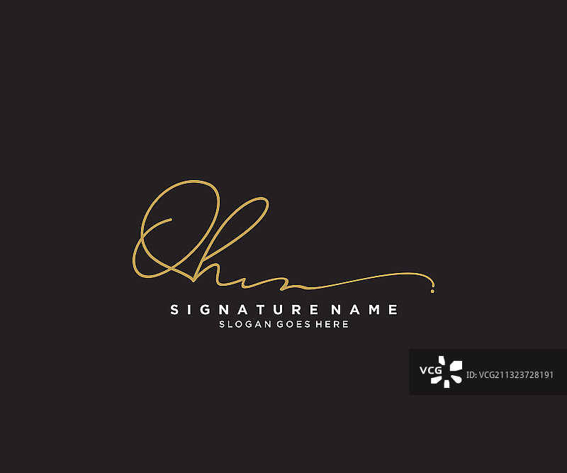 字母QH签名logo模板图片素材