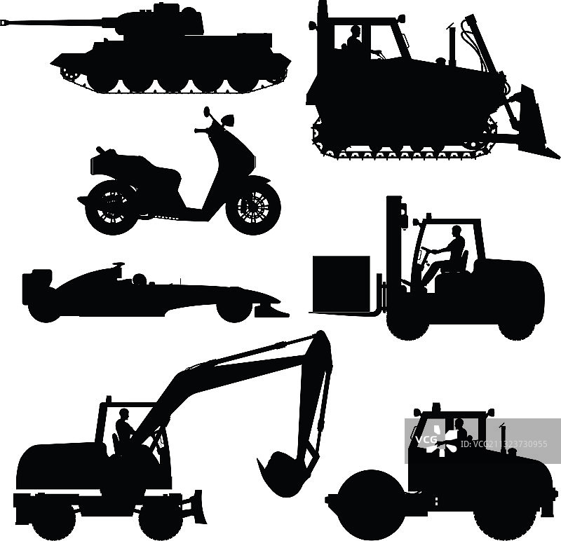 不同交通工具轮廓合集图片素材