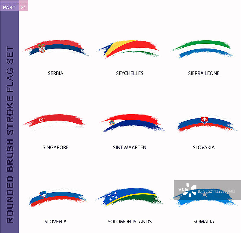 圆形 Grunge 笔刷描边旗帜套装图片素材