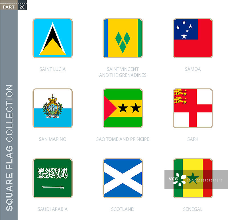 世界方形旗帜合集图片素材