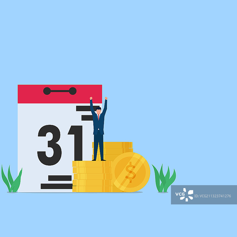 男人在月底收到工资很开心图片素材