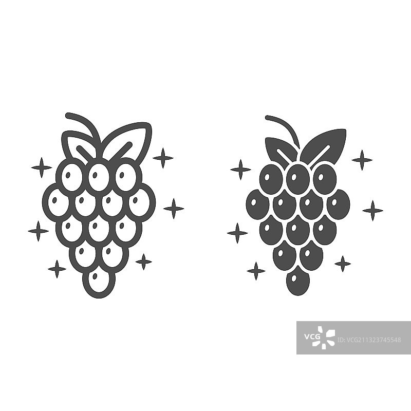 成串葡萄线性实体图标葡萄酒节图片素材