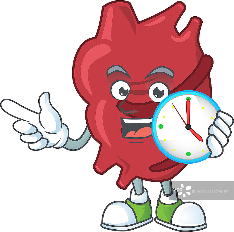 心形吉祥物手持圆形时钟设计图片素材