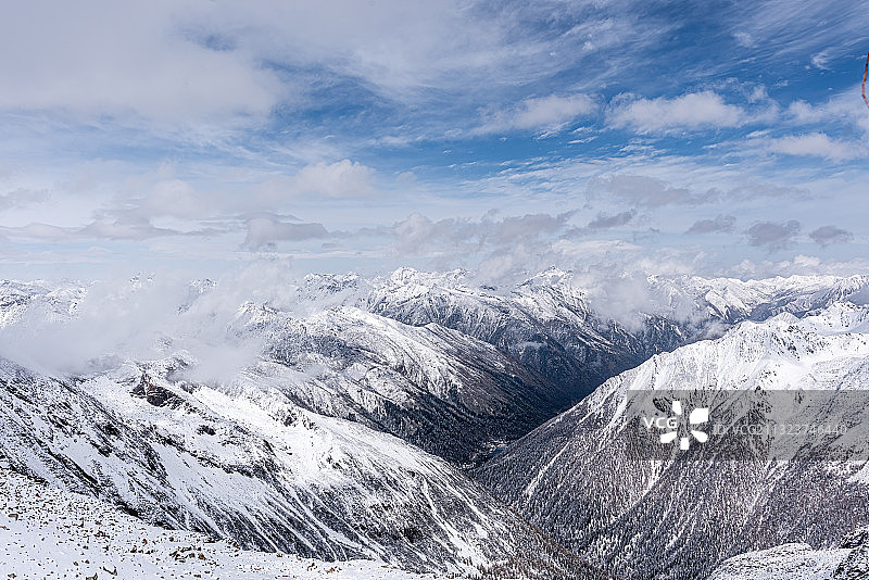 四川阿坝达古冰川雪山山顶风光图片素材
