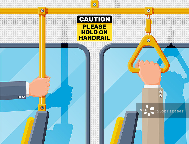 在交通工具中手扶扶手图片素材