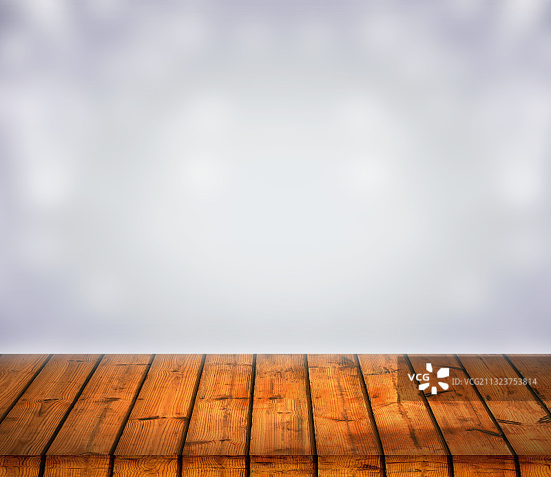 天空背景下的木桌特写图片素材