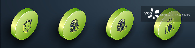 2.5D立体图：用户保护、指纹图片素材