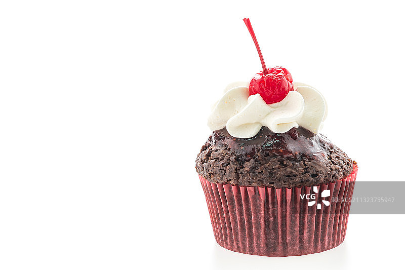 纸杯蛋糕特写，白色背景图片素材