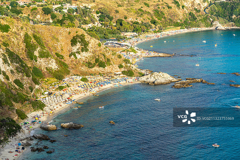 意大利维博瓦伦蒂亚卡波瓦蒂卡诺海岸高角度照片图片素材