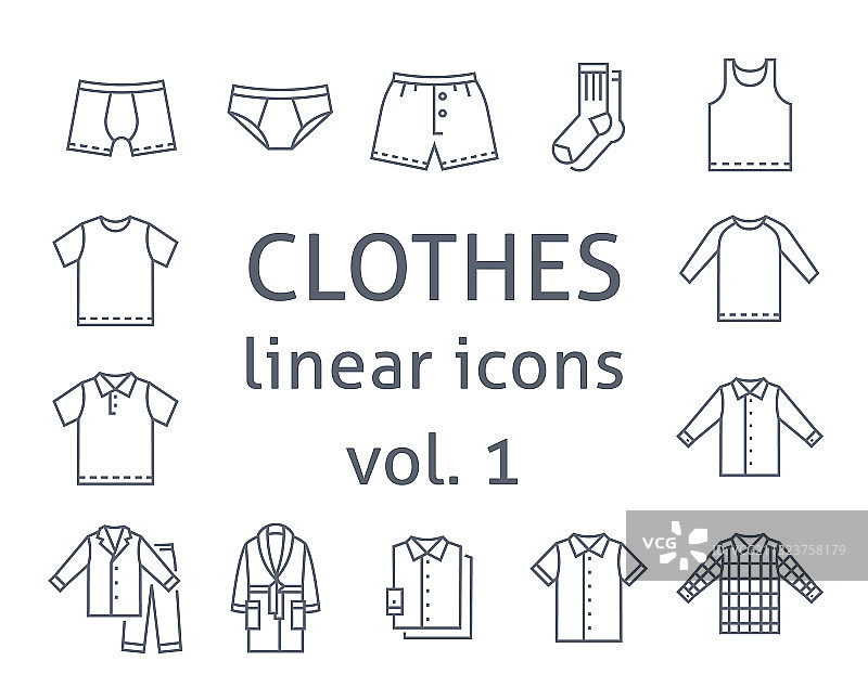 男士服装简约扁平线条图标图片素材