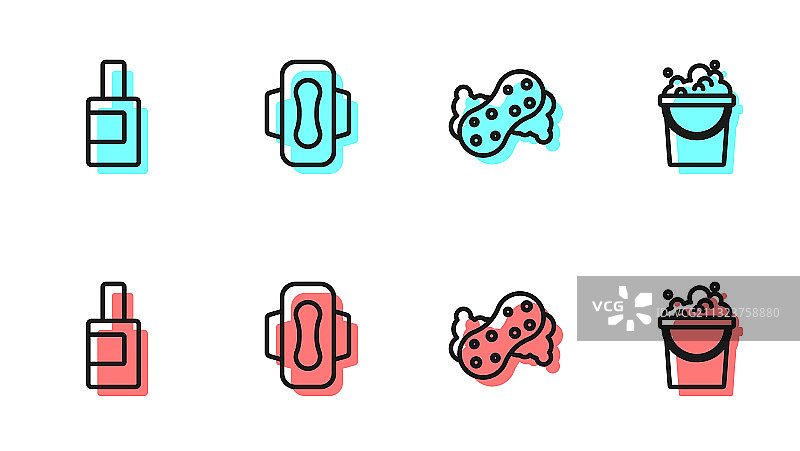 清洁剂海绵瓶线条图标图片素材