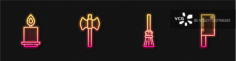 女巫扫帚燃烛木斧图片素材