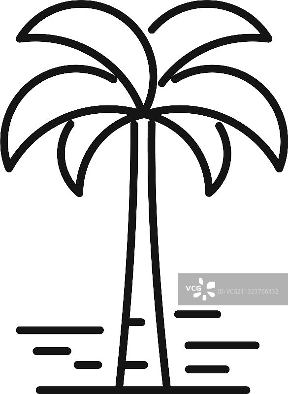 海滩棕榈树轮廓图标图片素材